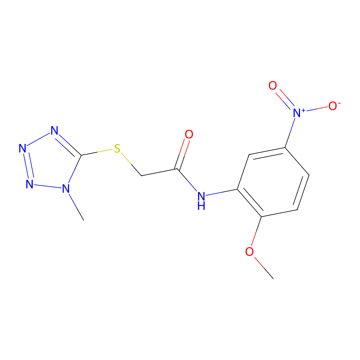 N-(2-methoxy-5-nitrophenyl)-2-(1-methyltetrazol-5-yl)sulfanylacetamide molecular structure, CAS 378225-56-0