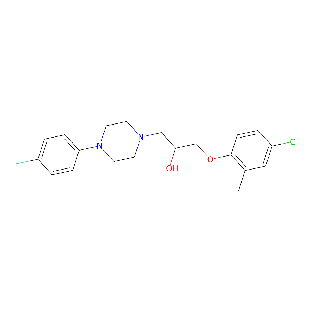 1-(4-Chloro-2-methyl-phenoxy)-3-[4-(4-fluoro-phenyl)-piperazin-1-yl]-propan-2-ol molecular structure, CAS 378227-63-5