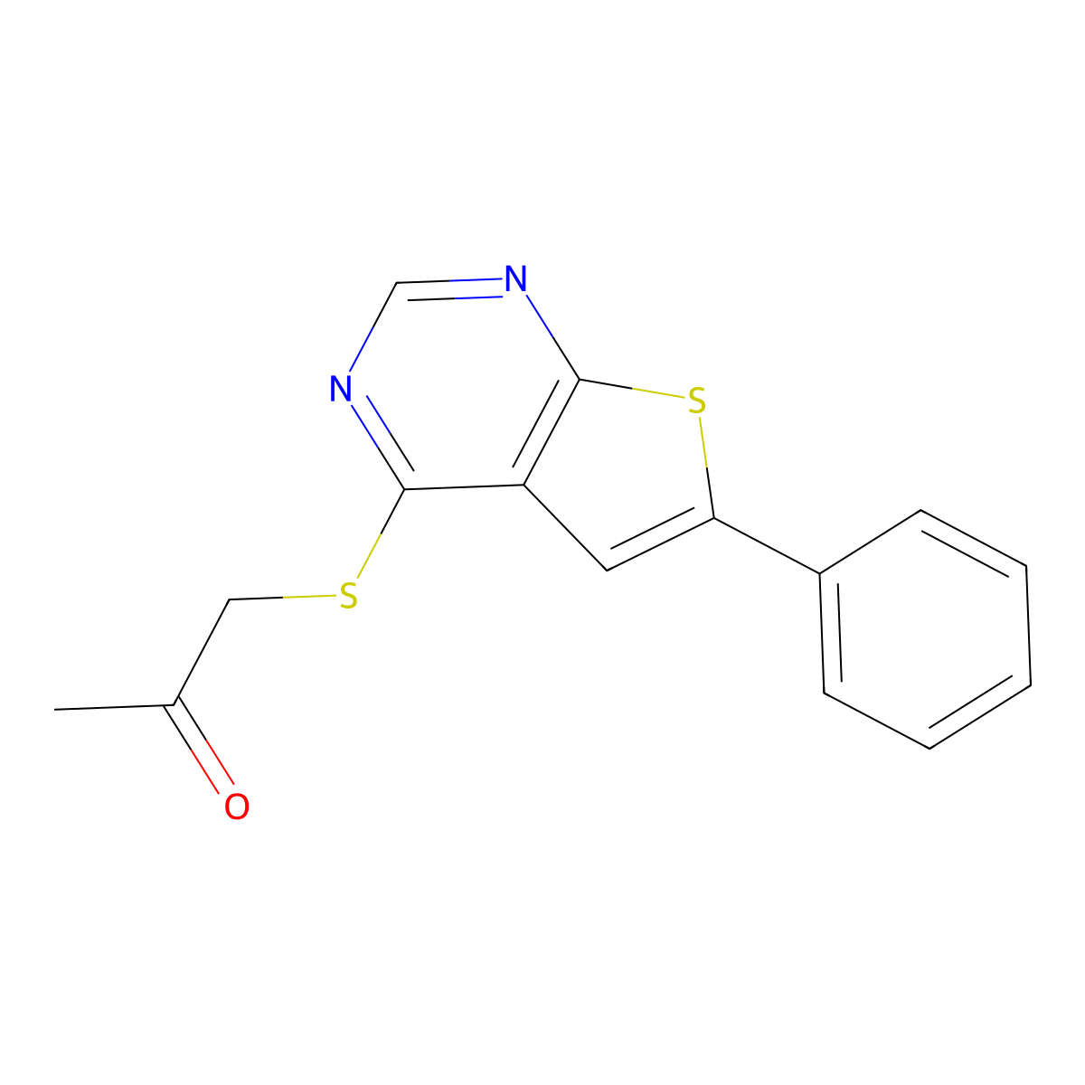 1-(6-Phenylthieno[2,3-d]pyrimidin-4-yl)sulfanylpropan-2-one molecular structure, CAS 378227-74-8