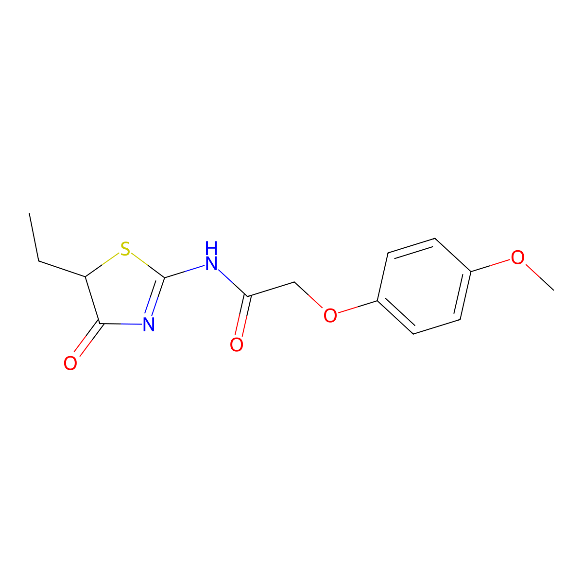 N-(5-ethyl-4-oxo-1,3-thiazol-2-yl)-2-(4-methoxyphenoxy)acetamide molecular structure, CAS 378227-83-9