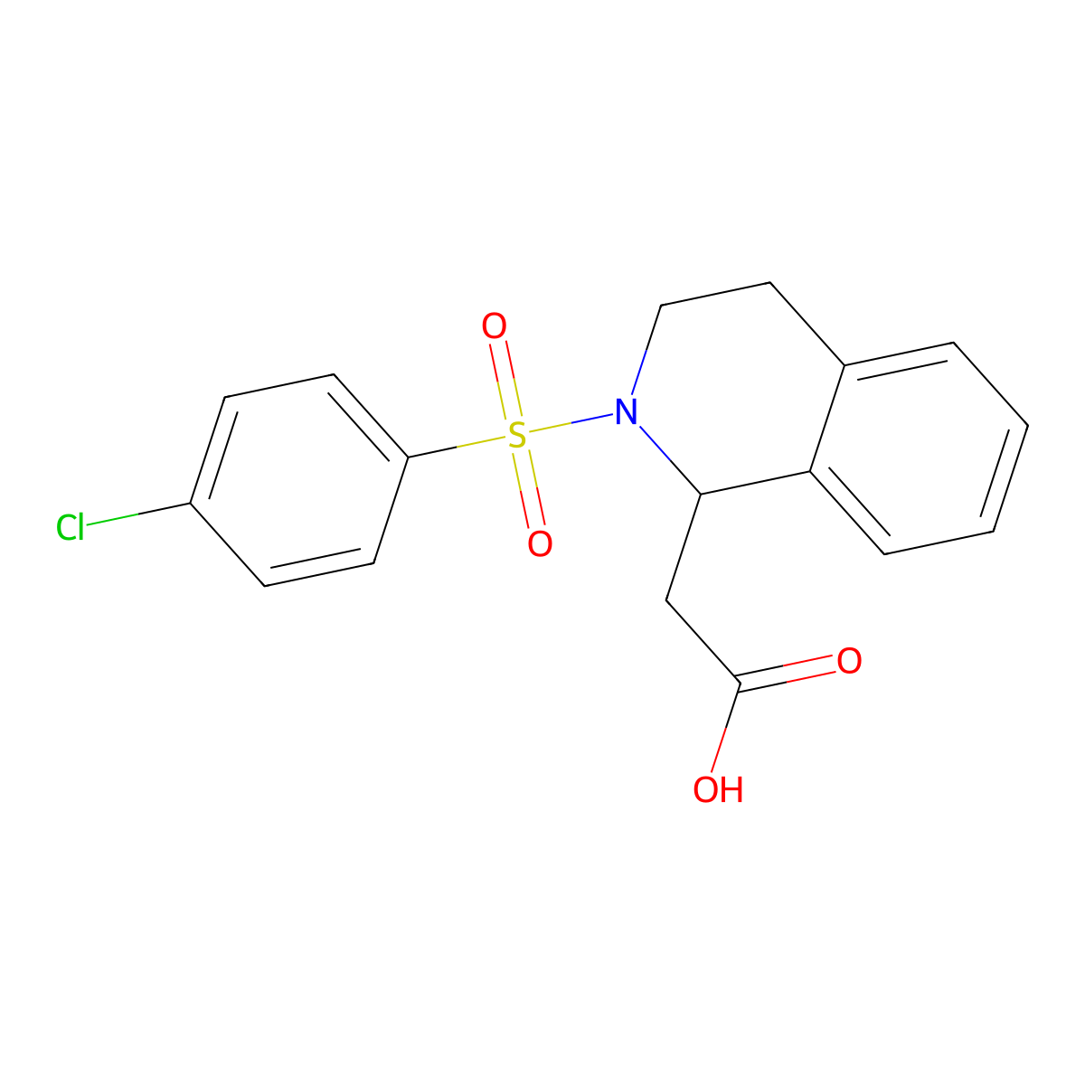 {2-[(4-Chlorophenyl)sulfonyl]-1,2,3,4-tetrahydroisoquinolin-1-yl}acetic acid molecular structure, CAS 378227-98-6
