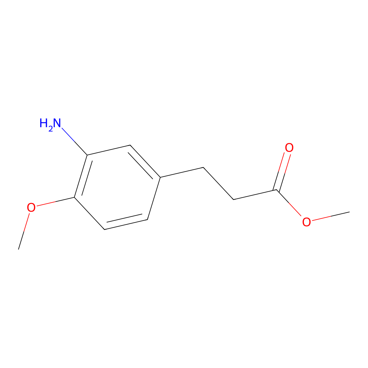 Methyl 3-(3-amino-4-methoxyphenyl)propanoate molecular structure, CAS 378231-26-6