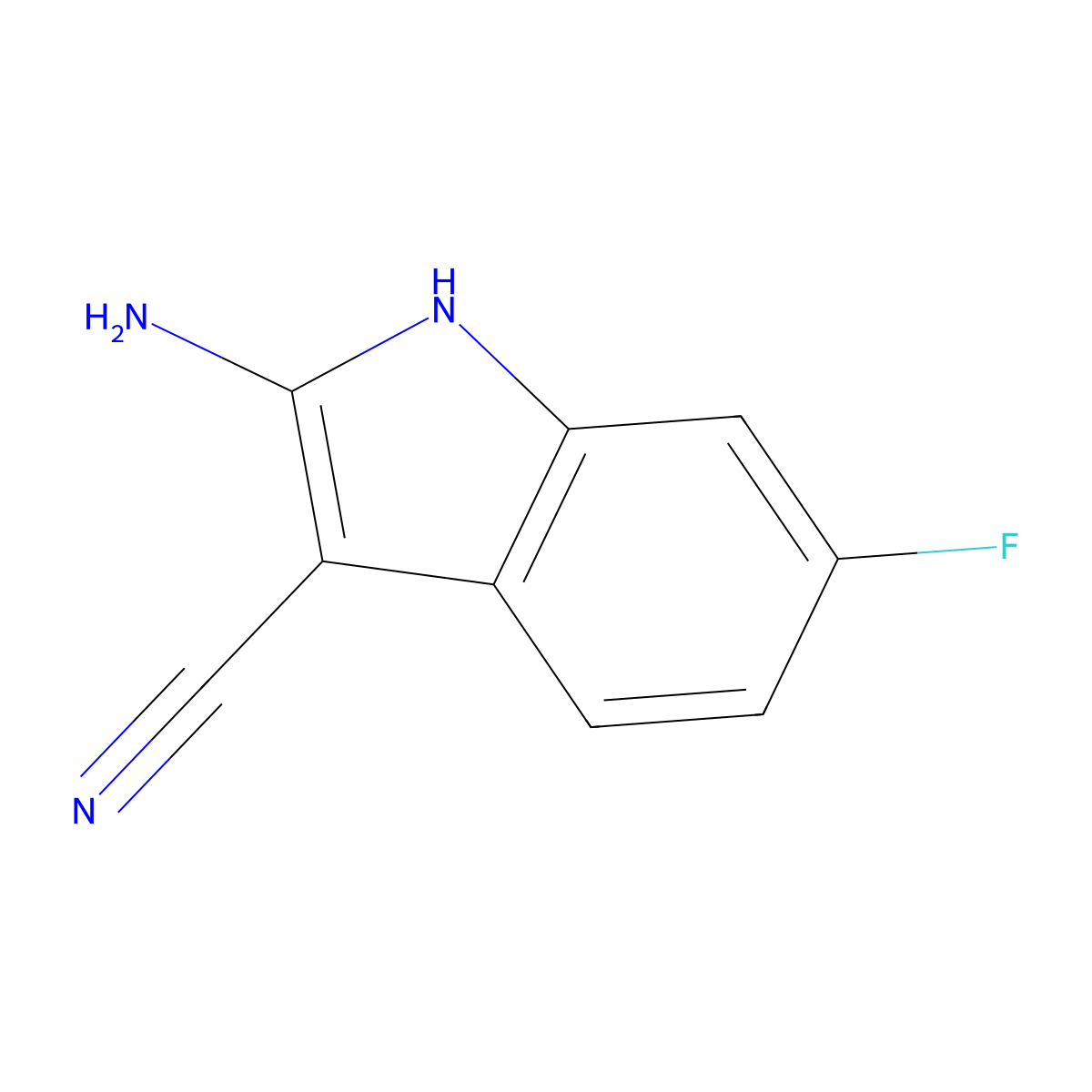 2-amino-6-fluoro-1H-indole-3-carbonitrile molecular structure, CAS 378236-80-7