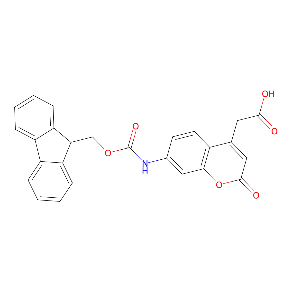 2-(7-((((9H-Fluoren-9-yl)methoxy)carbonyl)amino)-2-oxo-2H-chromen-4-yl)acetic acid molecular structure, CAS 378247-75-7