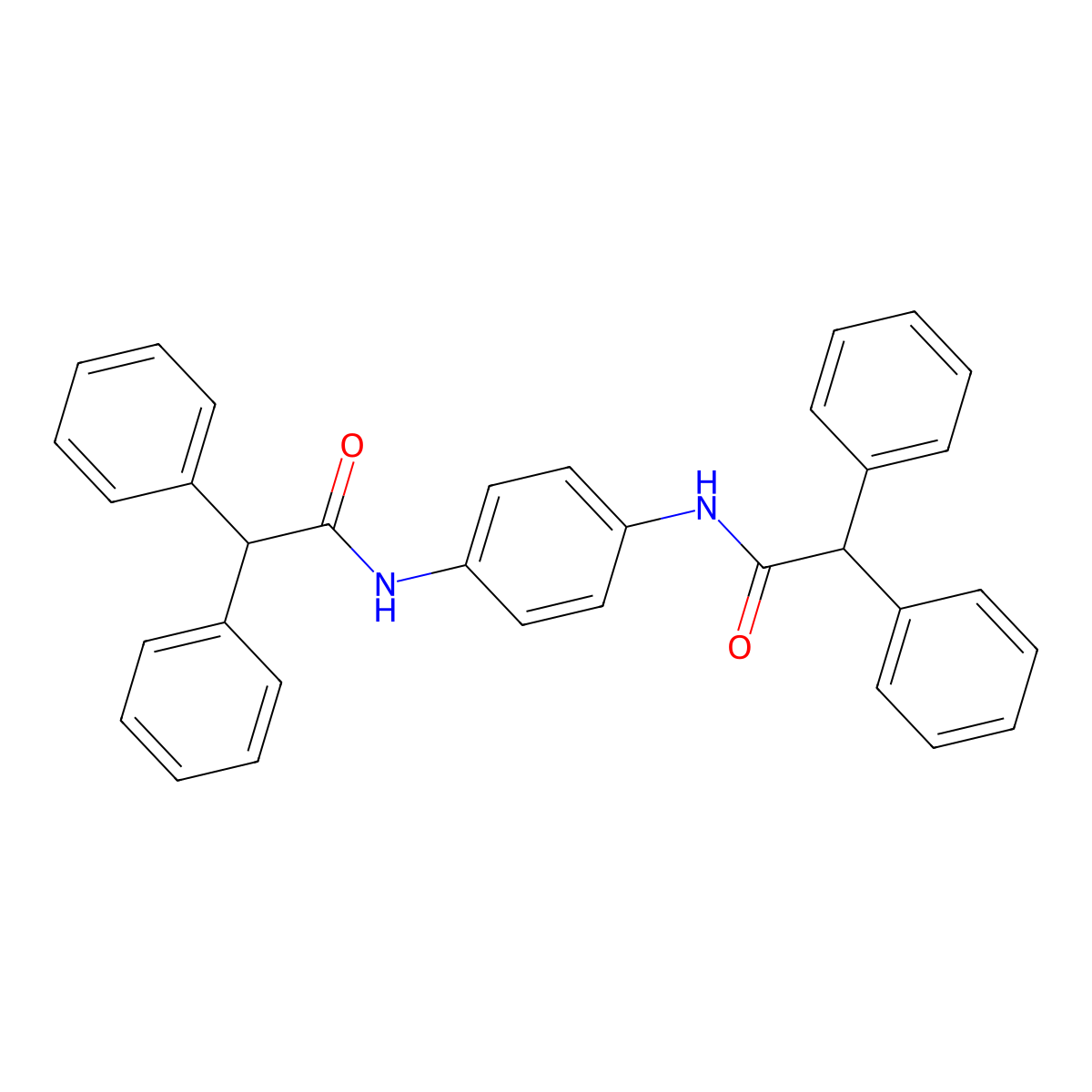 p-Phenylenediamine, N,N'-bis(diphenylacetyl)- molecular structure, CAS 37828-04-9