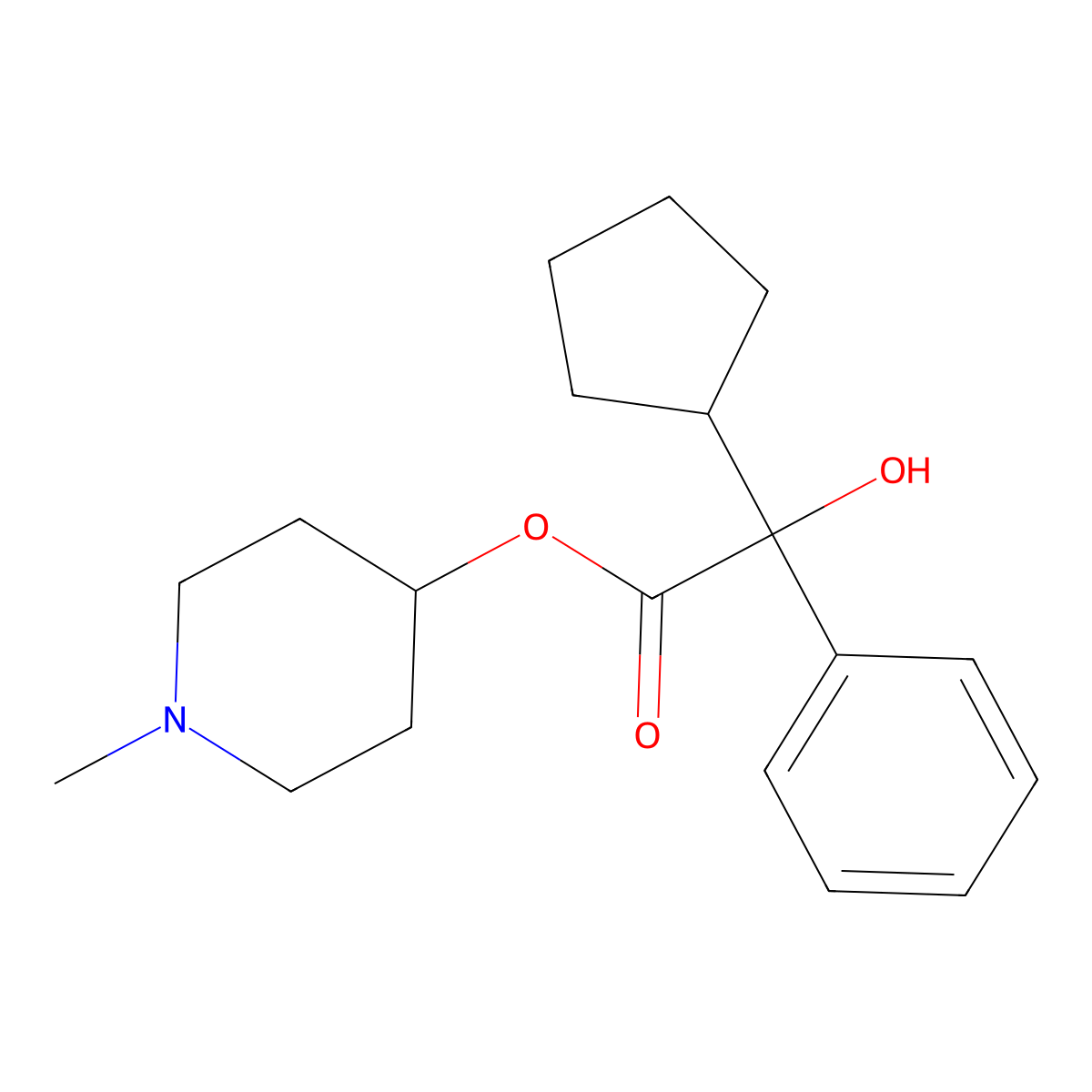1-Methyl-4-piperidinyl alpha-cyclopentyl-alpha-hydroxybenzeneacetate molecular structure, CAS 37830-21-0