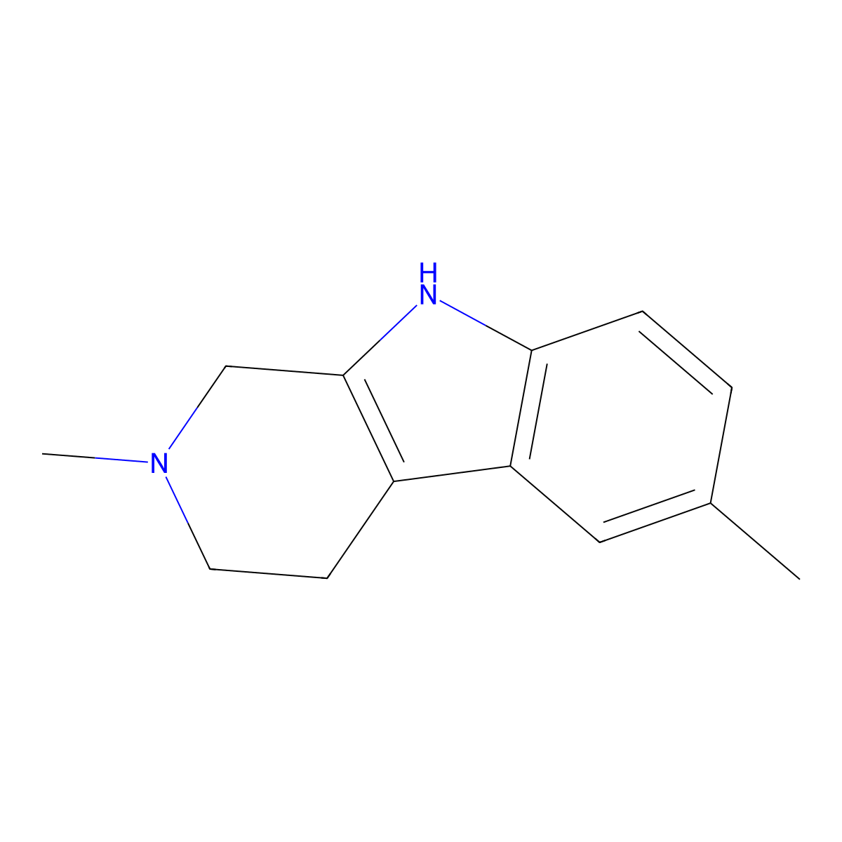 2,3,4,9-Tetrahydro-2,6-dimethyl-1H-pyrido[3,4-b]indole molecular structure, CAS 37831-71-3
