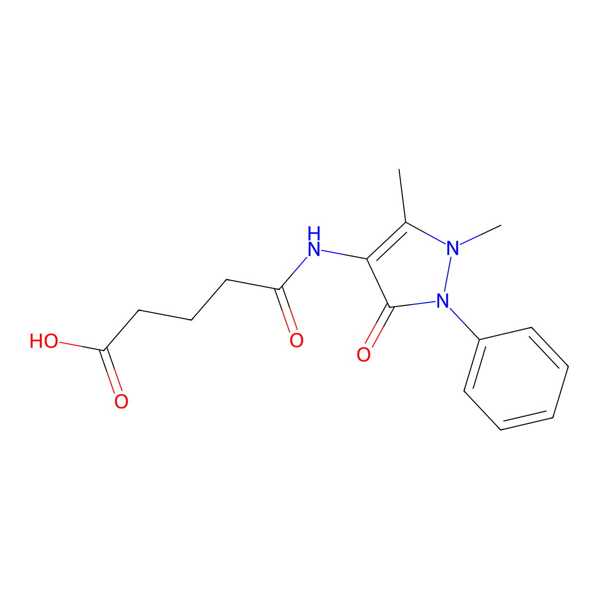 5-[(1,5-dimethyl-3-oxo-2-phenyl-2,3-dihydro-1H-pyrazol-4-yl)amino]-5-oxopentanoic acid molecular structure, CAS 37833-20-8