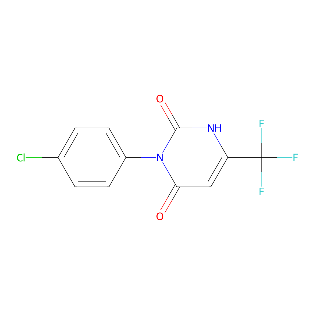 3-(4-chlorophenyl)-6-(trifluoromethyl)-2,4(1H,3H)-pyrimidinedione molecular structure, CAS 37836-64-9
