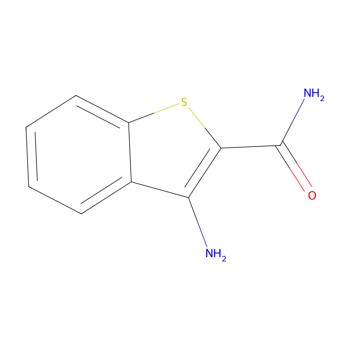 3-Amino-1-benzothiophene-2-carboxamide molecular structure, CAS 37839-59-1