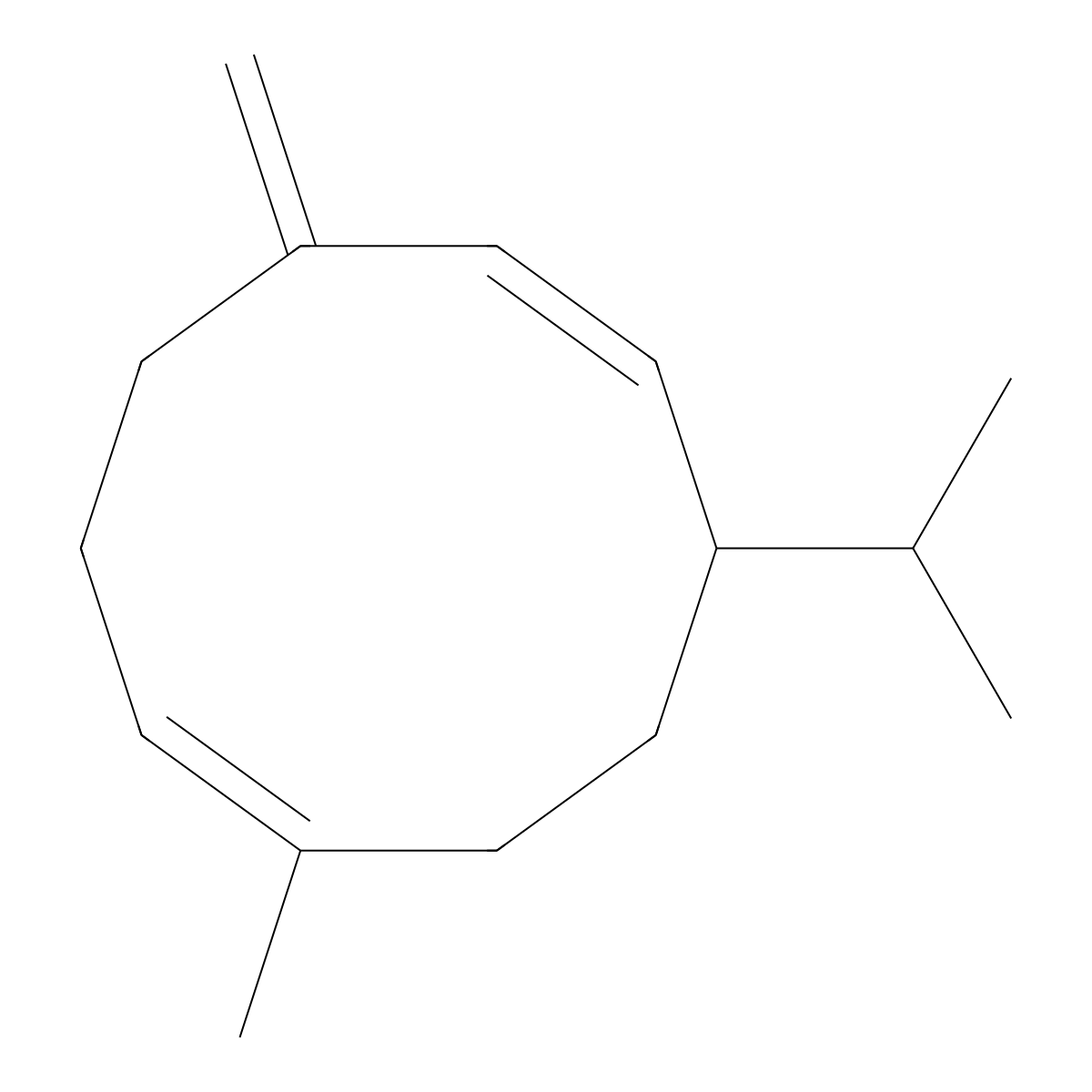 1,6-Cyclodecadiene, 1-methyl-5-methylene-8-(1-methylethyl)- molecular structure, CAS 37839-63-7