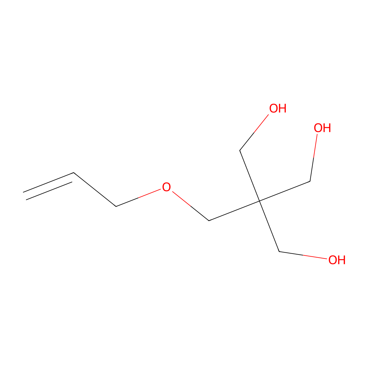 Allyl pentaerythritol molecular structure, CAS 3784-12-1