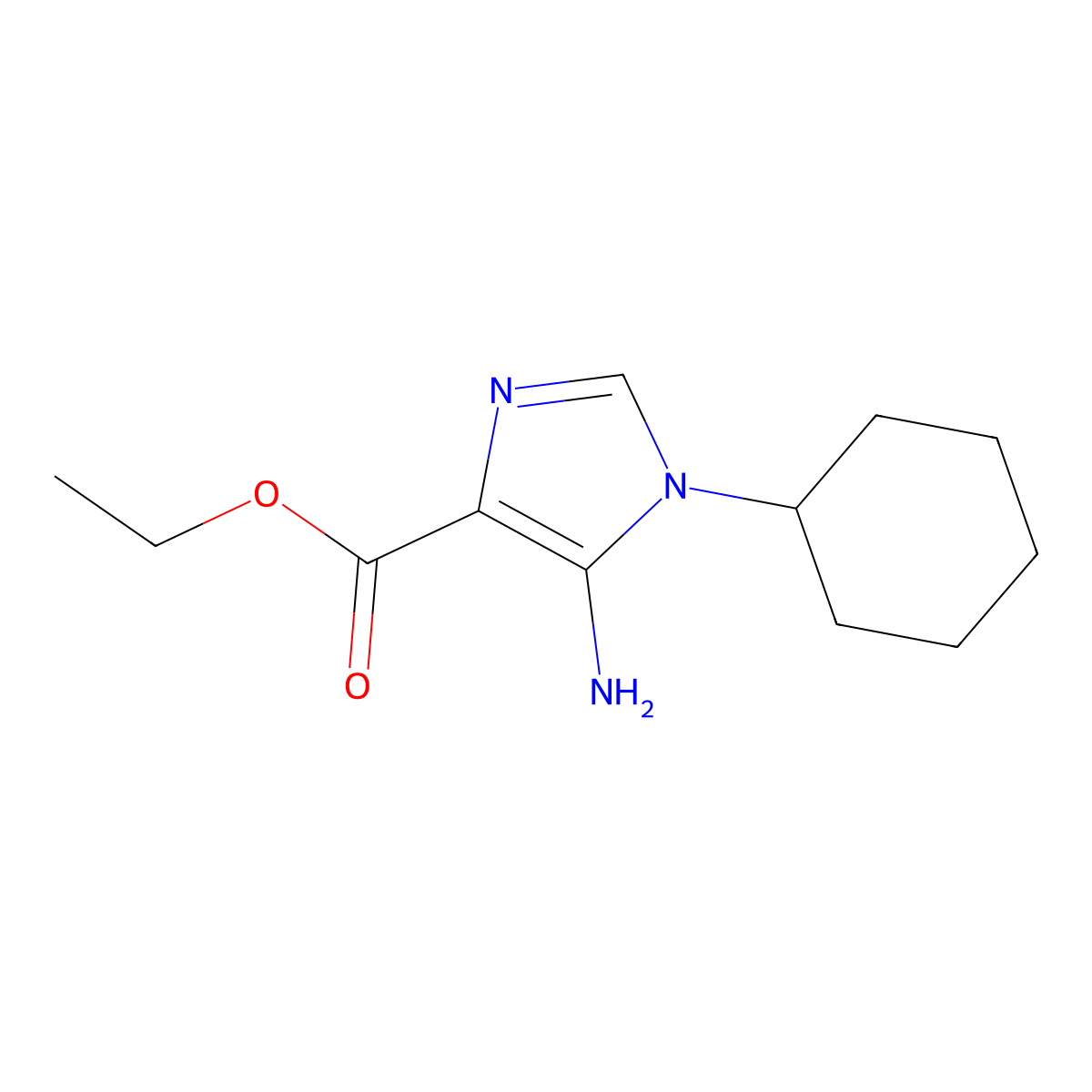 5-amino-4-carbethoxy-1-cyclohexyl-1H-imidazole molecular structure, CAS 37842-61-8