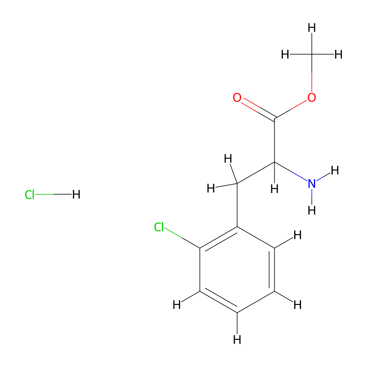 Methyl 2-amino-3-(2-chlorophenyl)propanoate hydrochloride molecular structure, CAS 37844-15-8