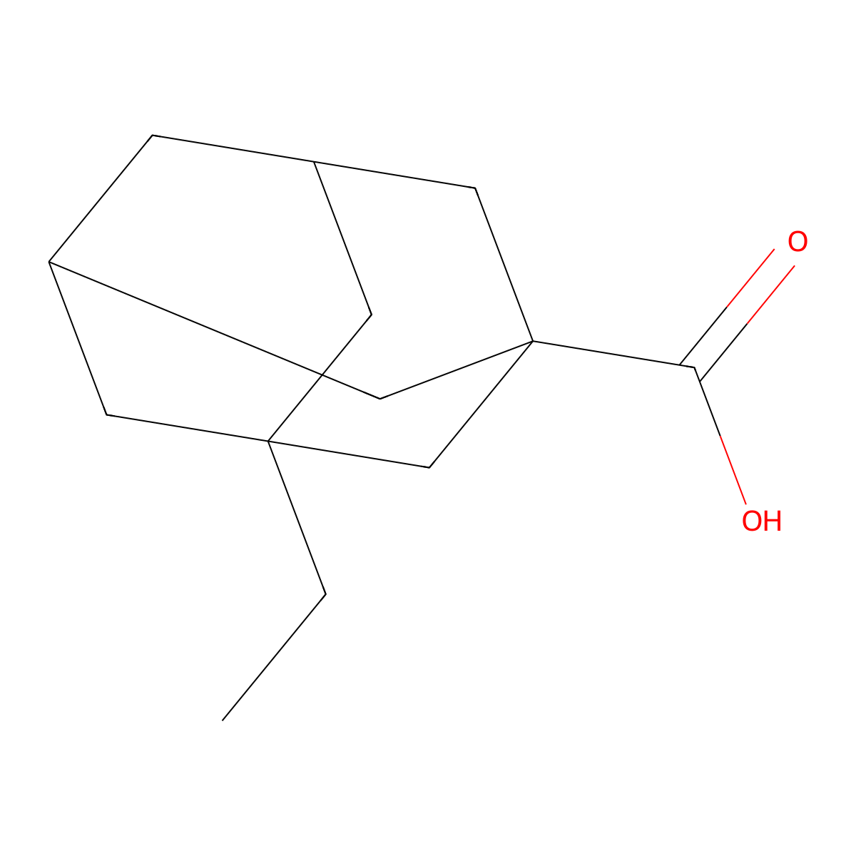 3-Ethyladamantane-1-carboxylic acid molecular structure, CAS 37845-05-9
