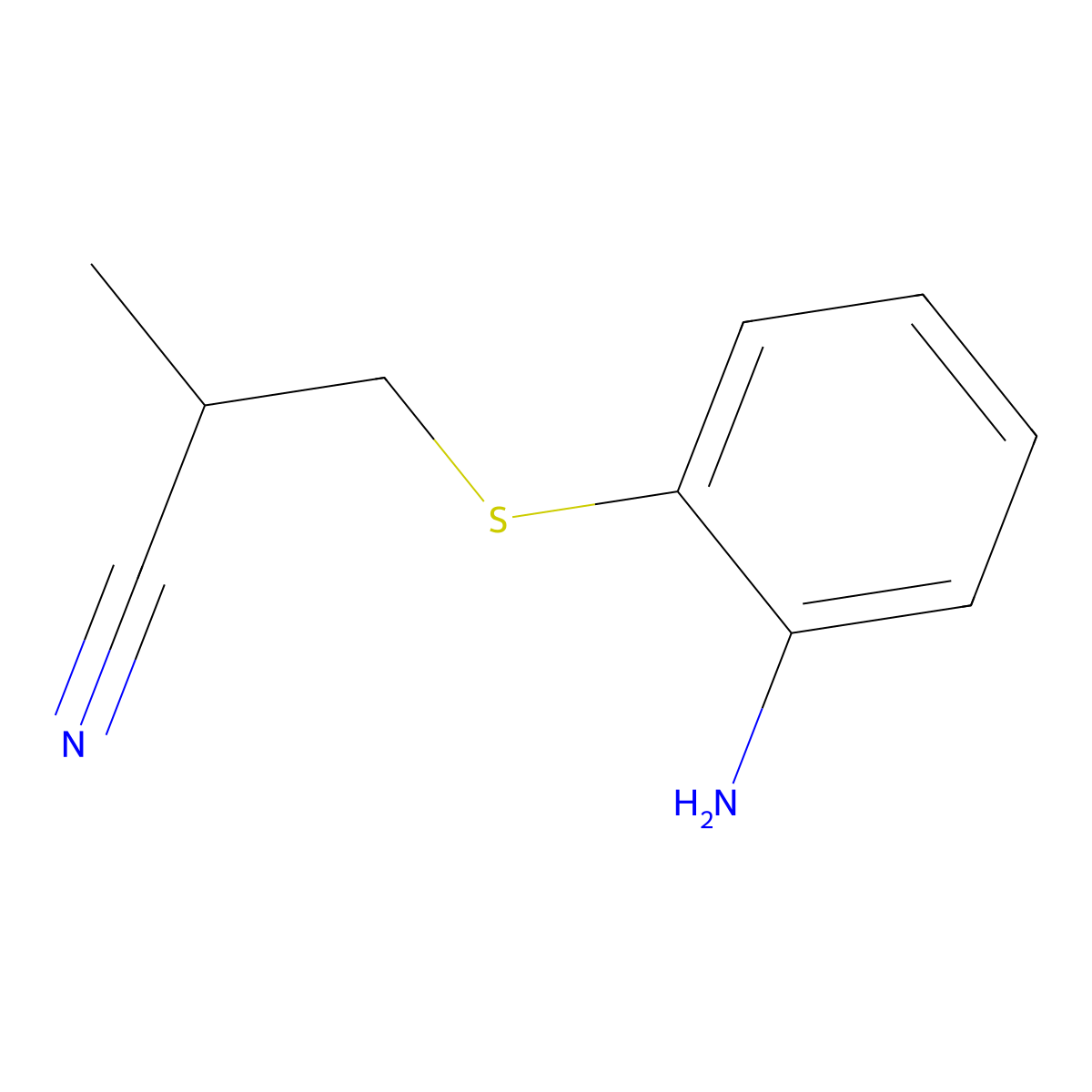 3-[(2-Aminophenyl)sulfanyl]-2-methylpropanenitrile molecular structure, CAS 37845-63-9