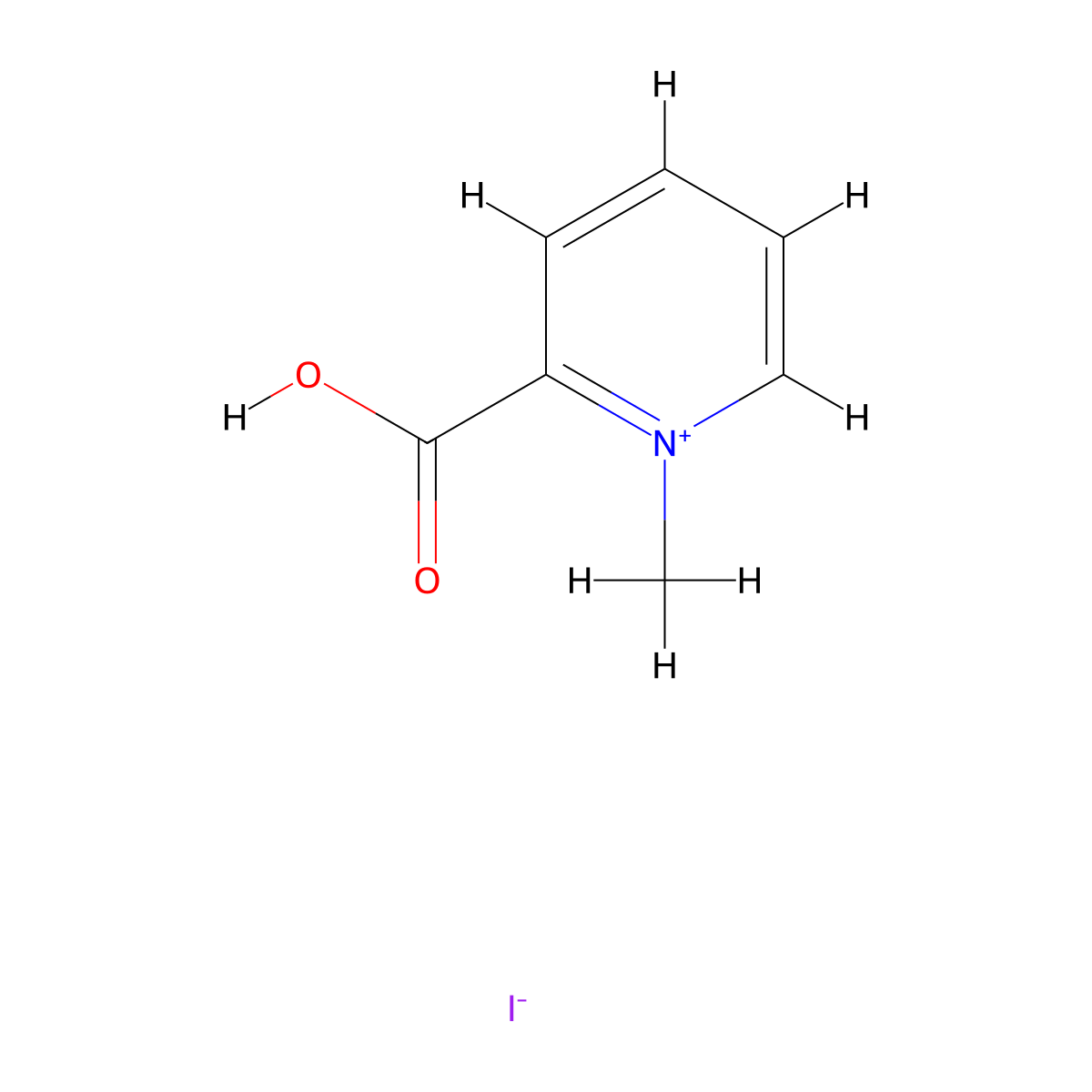 2-Carboxy-1-methylpyridin-1-ium iodide molecular structure, CAS 3785-04-4