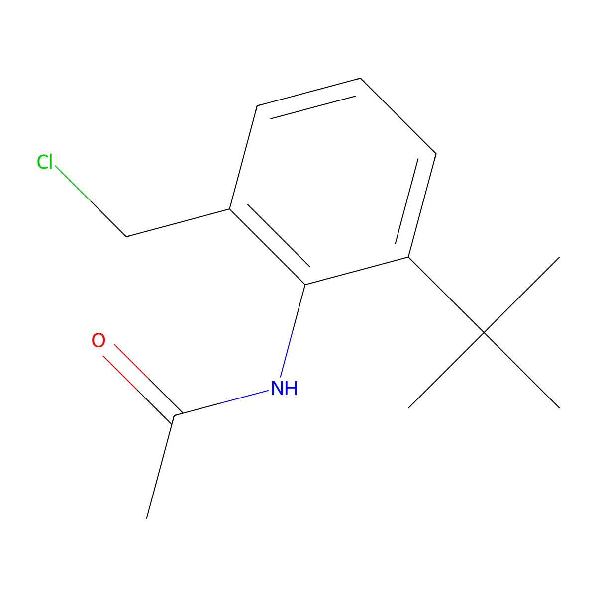 Acetamide, 2-chloro-N-(2-(1,1-dimethylethyl)-6-methylphenyl)- molecular structure, CAS 3785-20-4