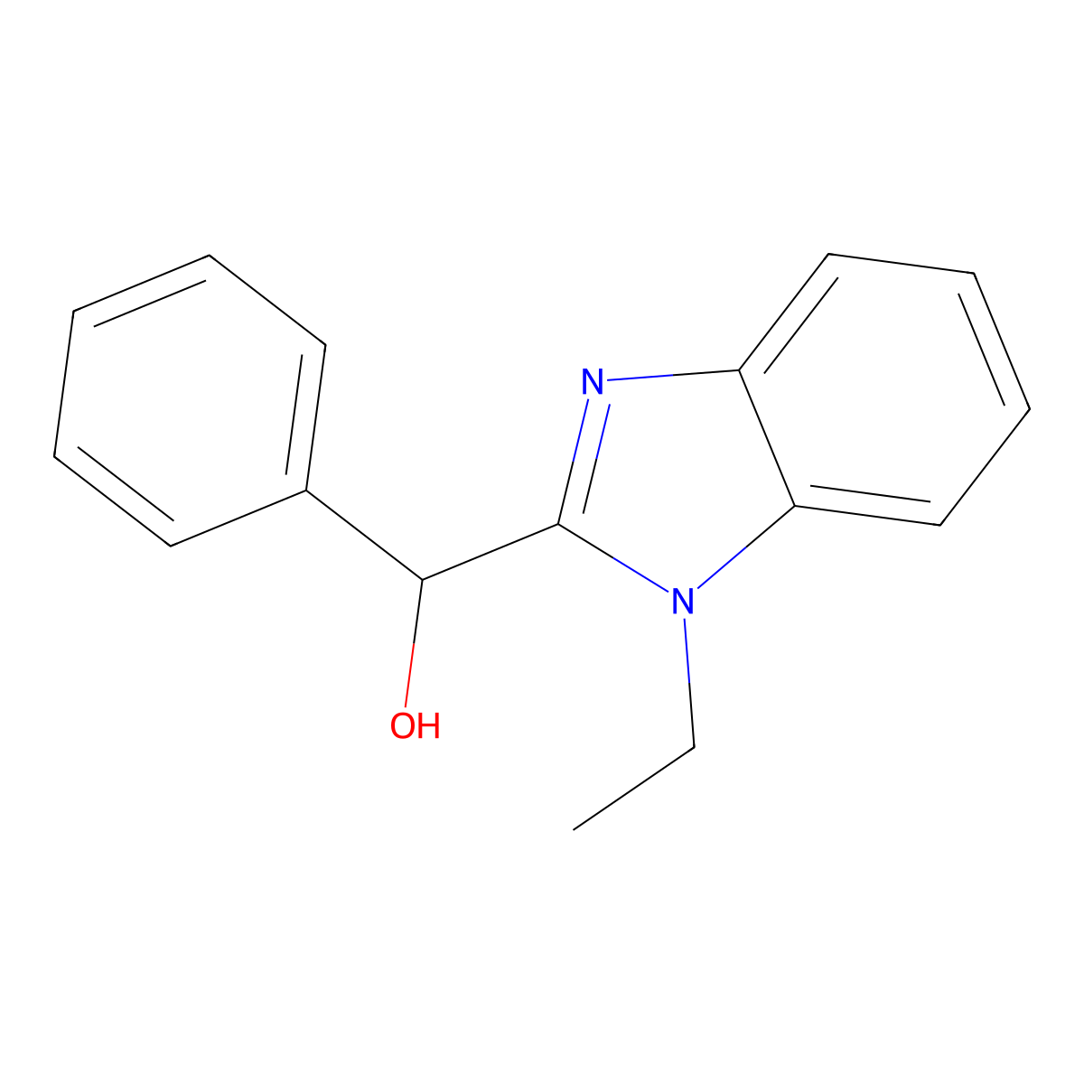 (1-Ethylbenzimidazol-2-yl)-phenylmethanol molecular structure, CAS 3785-64-6