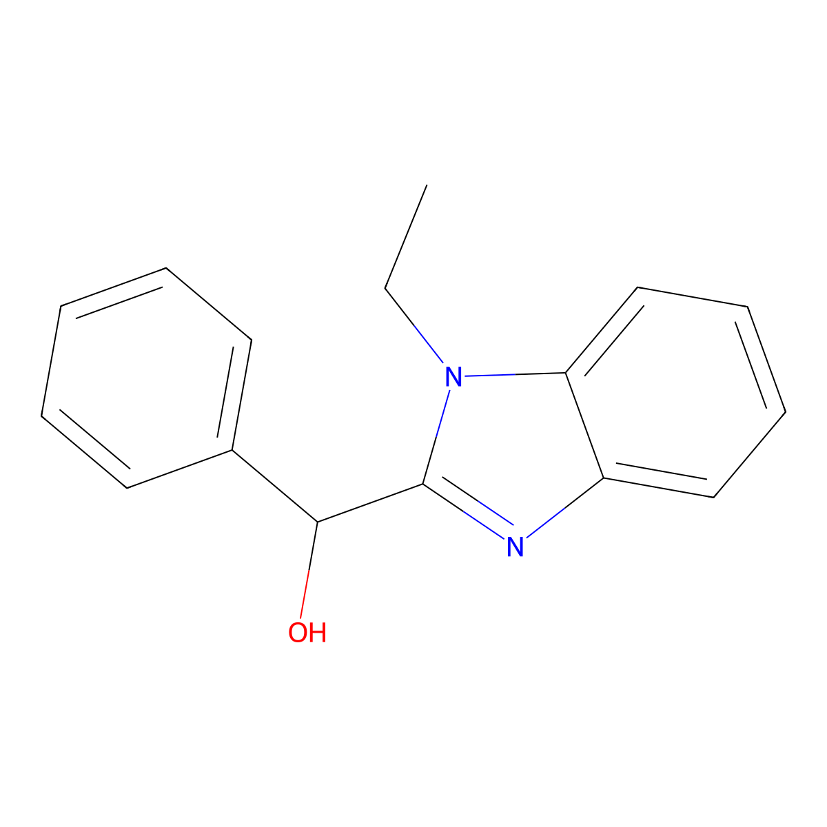 (1-Ethylbenzimidazol-2-yl)-phenylmethanol molecular structure, CAS 3785-64-6
