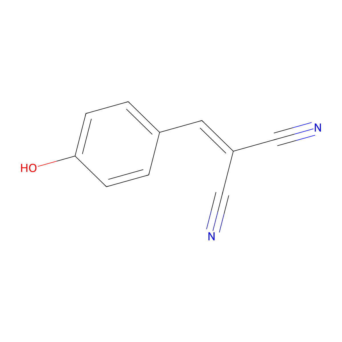 4-Hydroxybenzylidenemalononitrile molecular structure, CAS 3785-90-8
