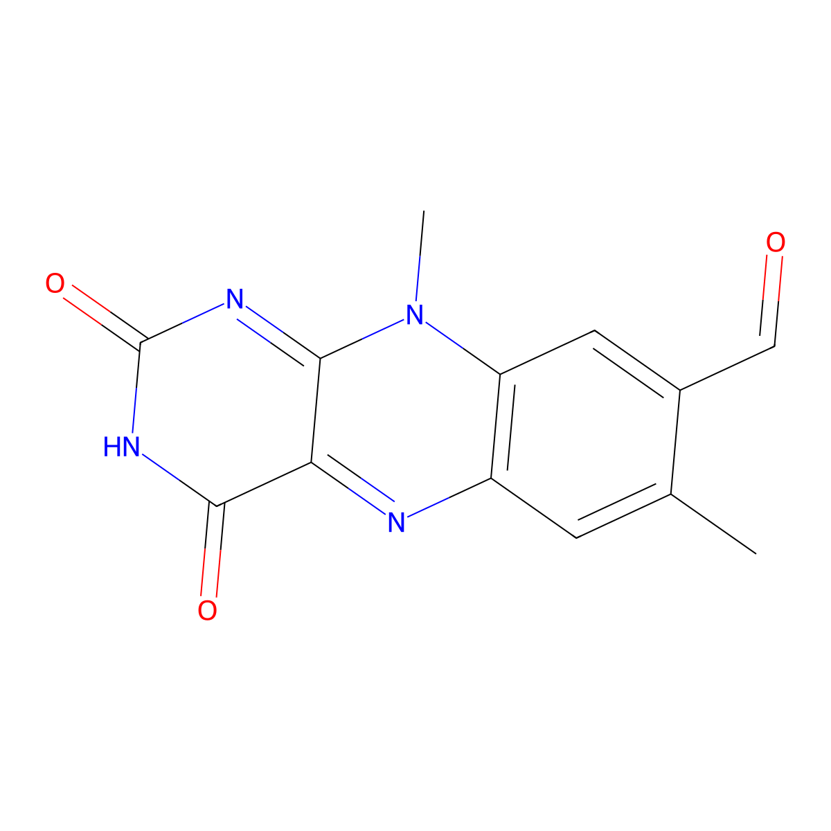 7,10-Dimethyl-2,4-dioxo-2,3,4,10-tetrahydrobenzo[g]pteridine-8-carbaldehyde molecular structure, CAS 37854-59-4