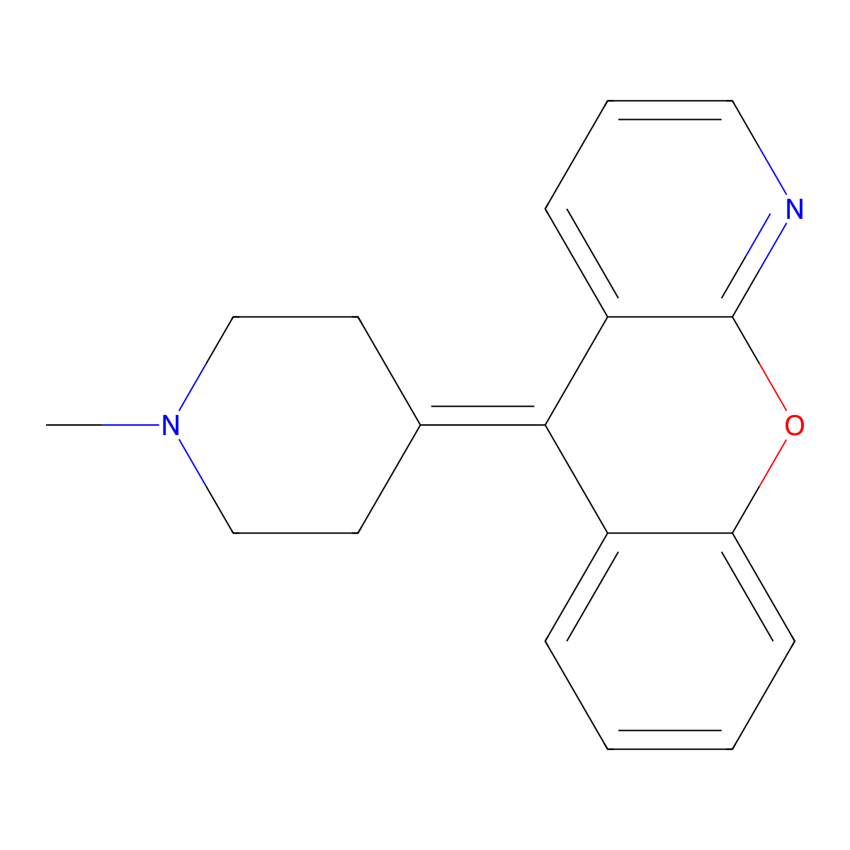5-(1-Methyl-4-piperidinylidene)-5H-(1)benzopyrano(2,3-b)pyridine molecular structure, CAS 37855-92-8