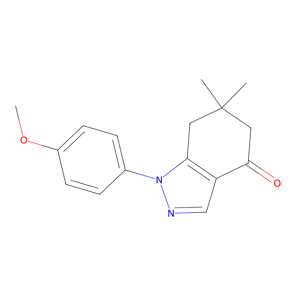 1-(4-methoxyphenyl)-6,6-dimethyl-1,5,6,7-tetrahydro-4H-indazol-4-one molecular structure, CAS 37858-98-3