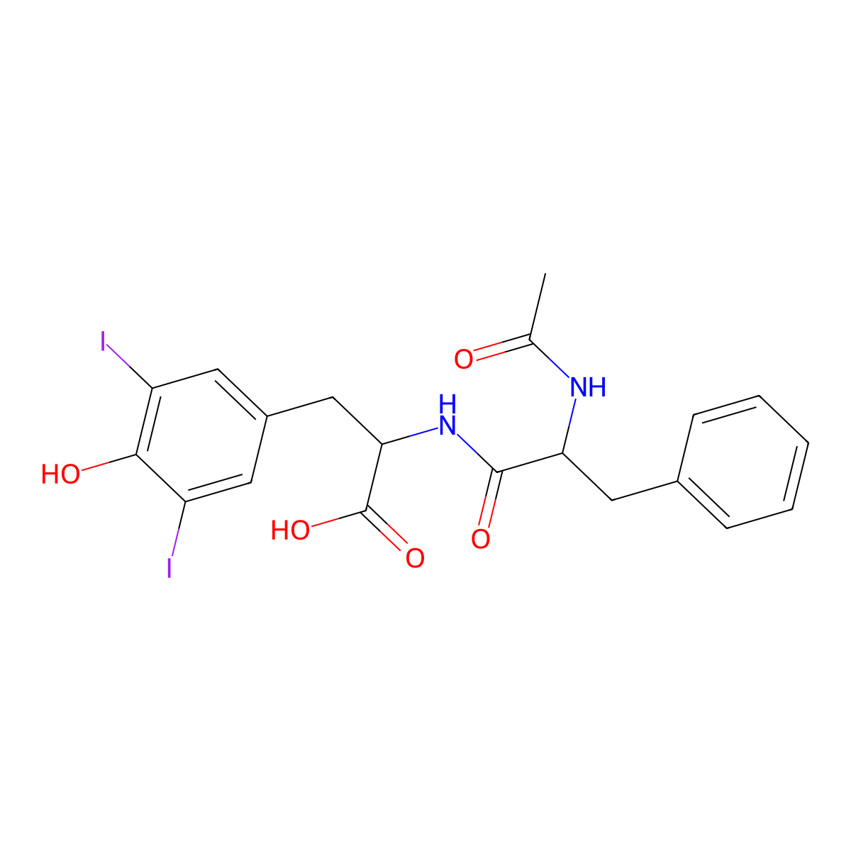 N-Acetyl-L-phenylalanyl-3,5-diiodo-L-tyrosine molecular structure, CAS 3786-08-1