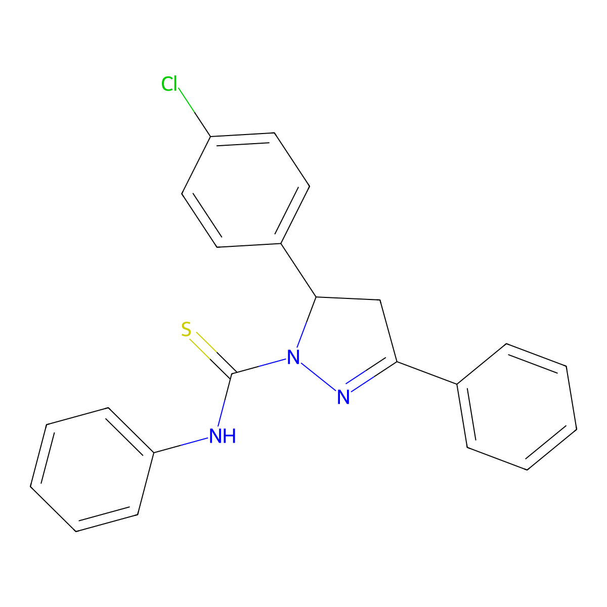 3-(4-chlorophenyl)-N,5-diphenyl-3,4-dihydropyrazole-2-carbothioamide molecular structure, CAS 37865-27-3