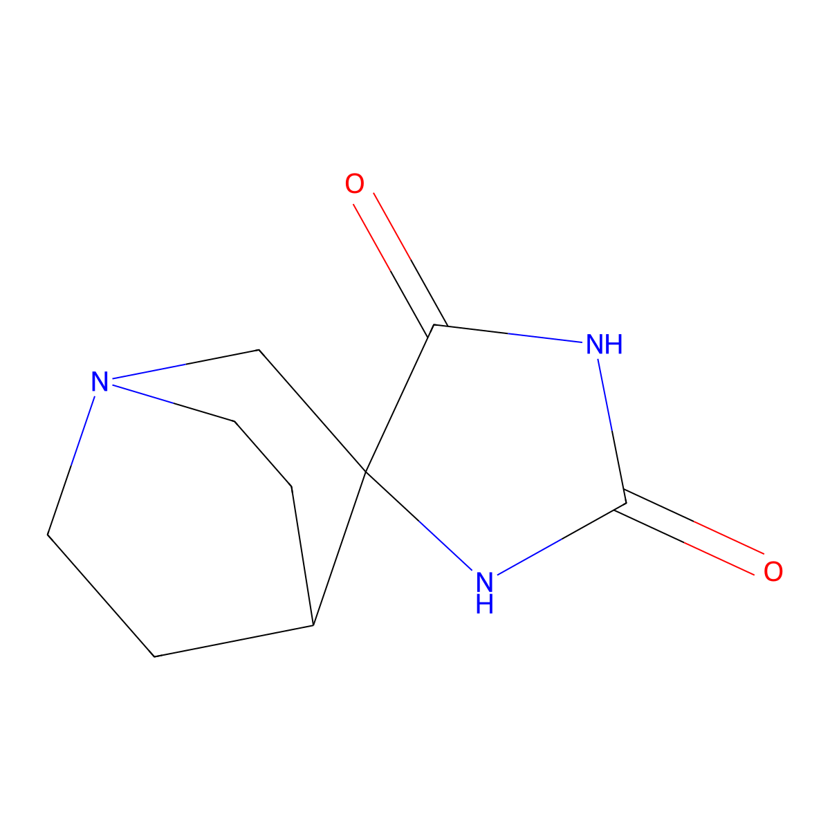 Spiro(1-azabicyclo(2.2.2)octane-3,4'-imidazolidine)-2',5'-dione molecular structure, CAS 37874-20-7