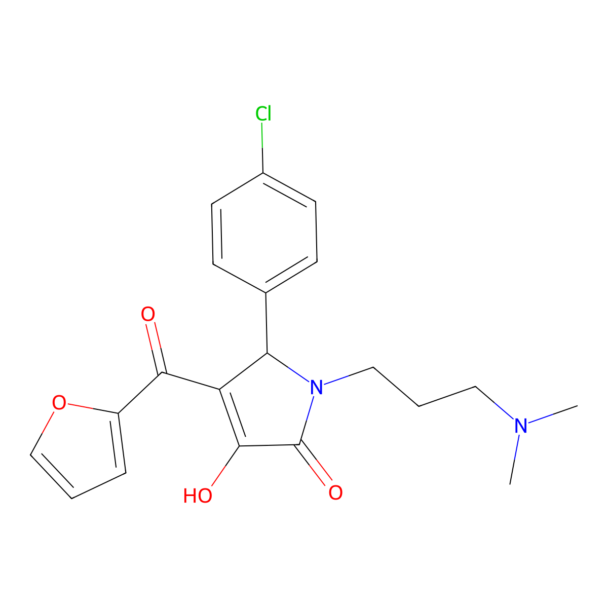 5-(4-chlorophenyl)-1-(3-(dimethylamino)propyl)-4-(furan-2-carbonyl)-3-hydroxy-1H-pyrrol-2(5H)-one molecular structure, CAS 378752-27-3
