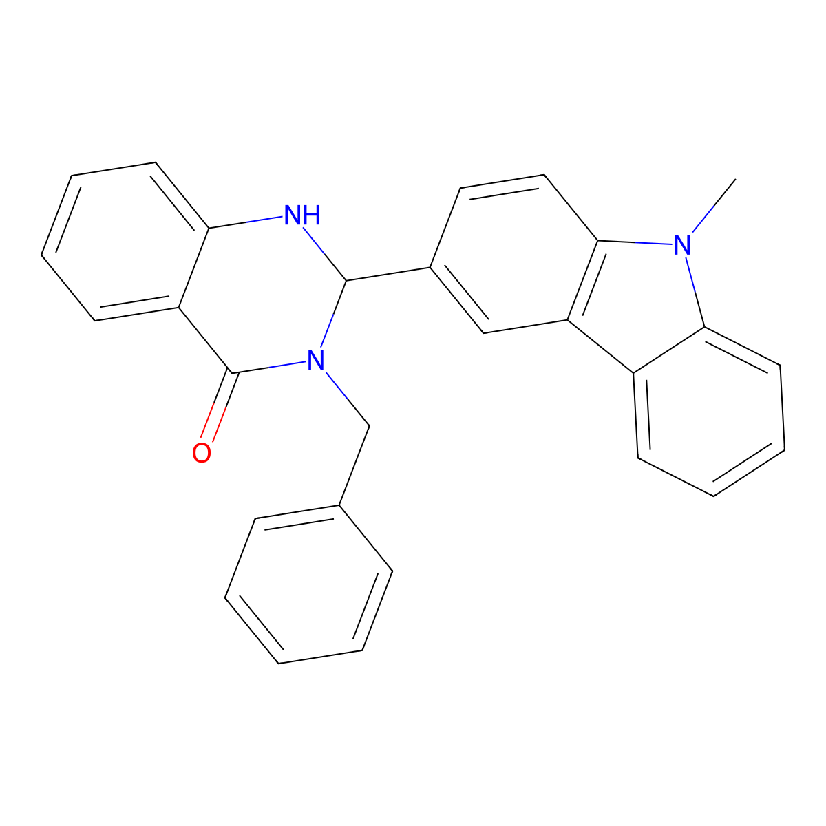 3-Benzyl-2-(9-methylcarbazol-3-yl)-1,2-dihydroquinazolin-4-one molecular structure, CAS 378752-36-4