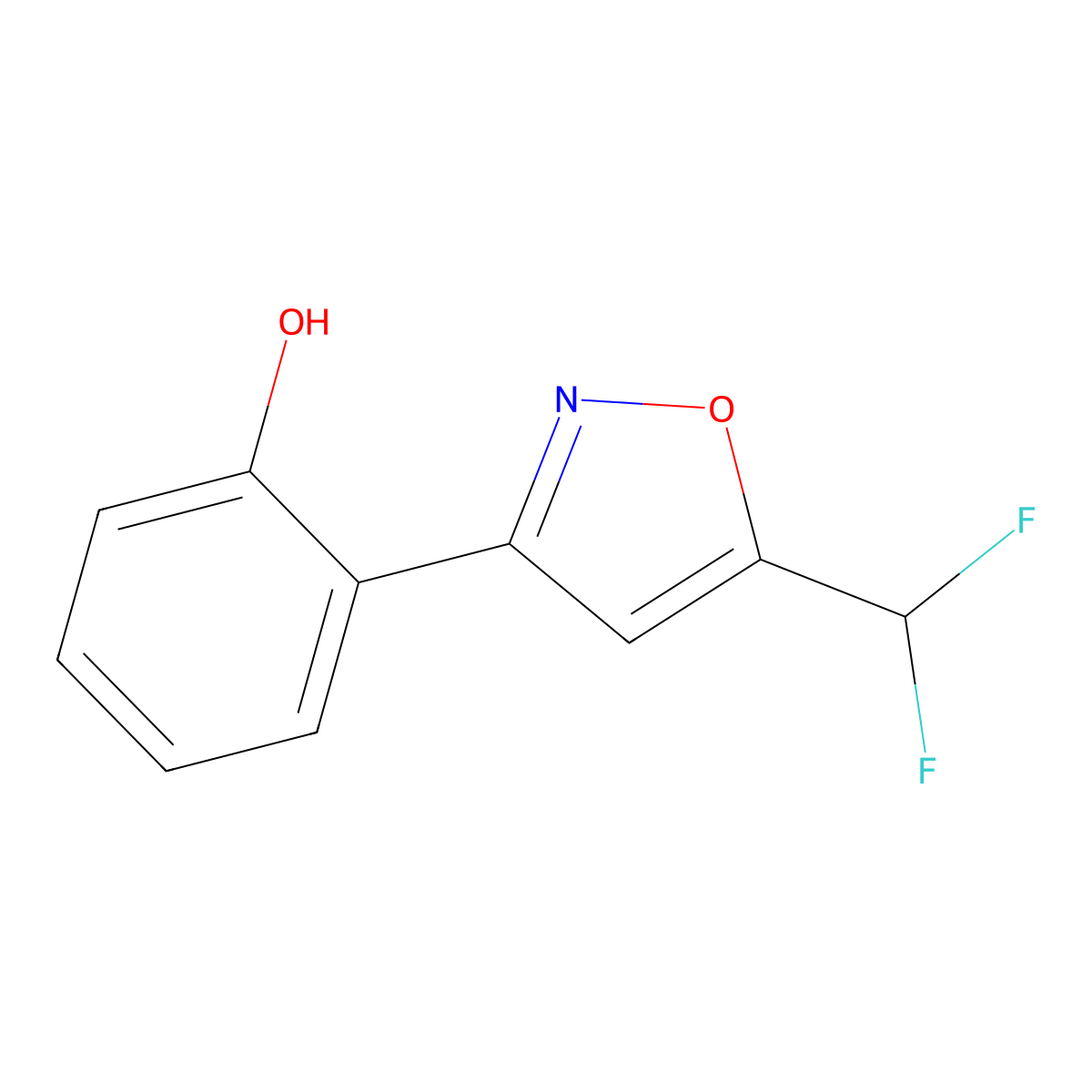 2-[5-(Difluoromethyl)-1,2-oxazol-3-yl]phenol molecular structure, CAS 378752-40-0