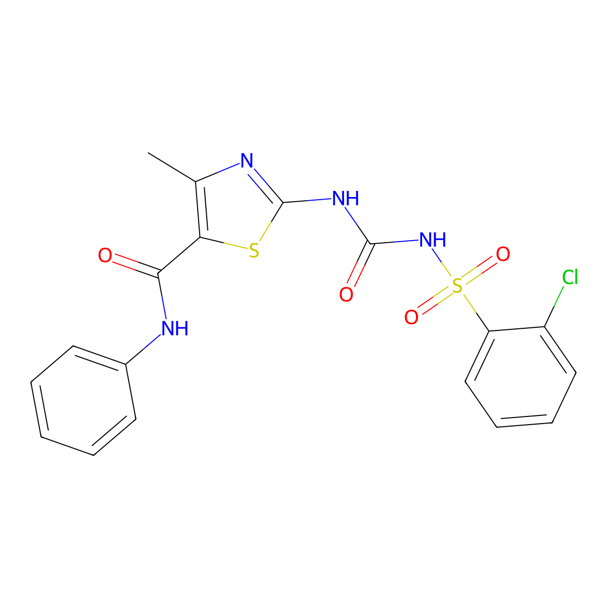 2-[(2-chlorophenyl)sulfonylcarbamoylamino]-4-methyl-N-phenyl-1,3-thiazole-5-carboxamide molecular structure, CAS 378752-55-7