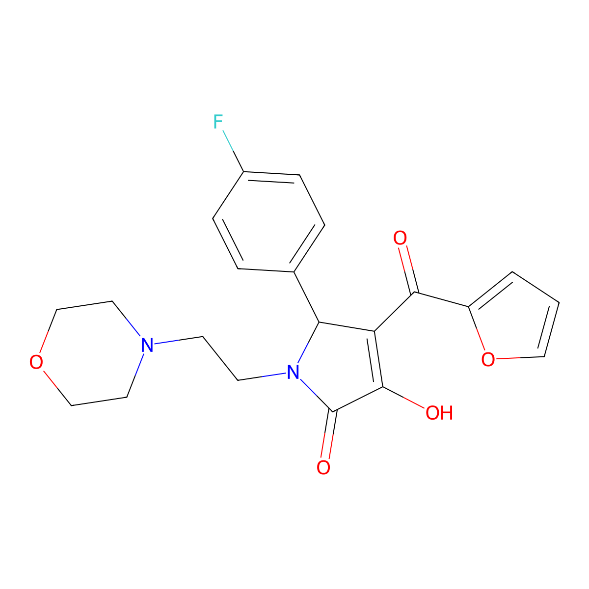 5-(4-fluorophenyl)-4-(2-furoyl)-3-hydroxy-1-(2-morpholin-4-ylethyl)-1,5-dihydro-2H-pyrrol-2-one molecular structure, CAS 378752-59-1