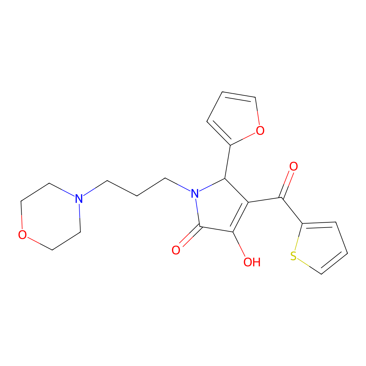 5-(furan-2-yl)-3-hydroxy-1-(3-morpholinopropyl)-4-(thiophene-2-carbonyl)-1H-pyrrol-2(5H)-one molecular structure, CAS 378752-85-3