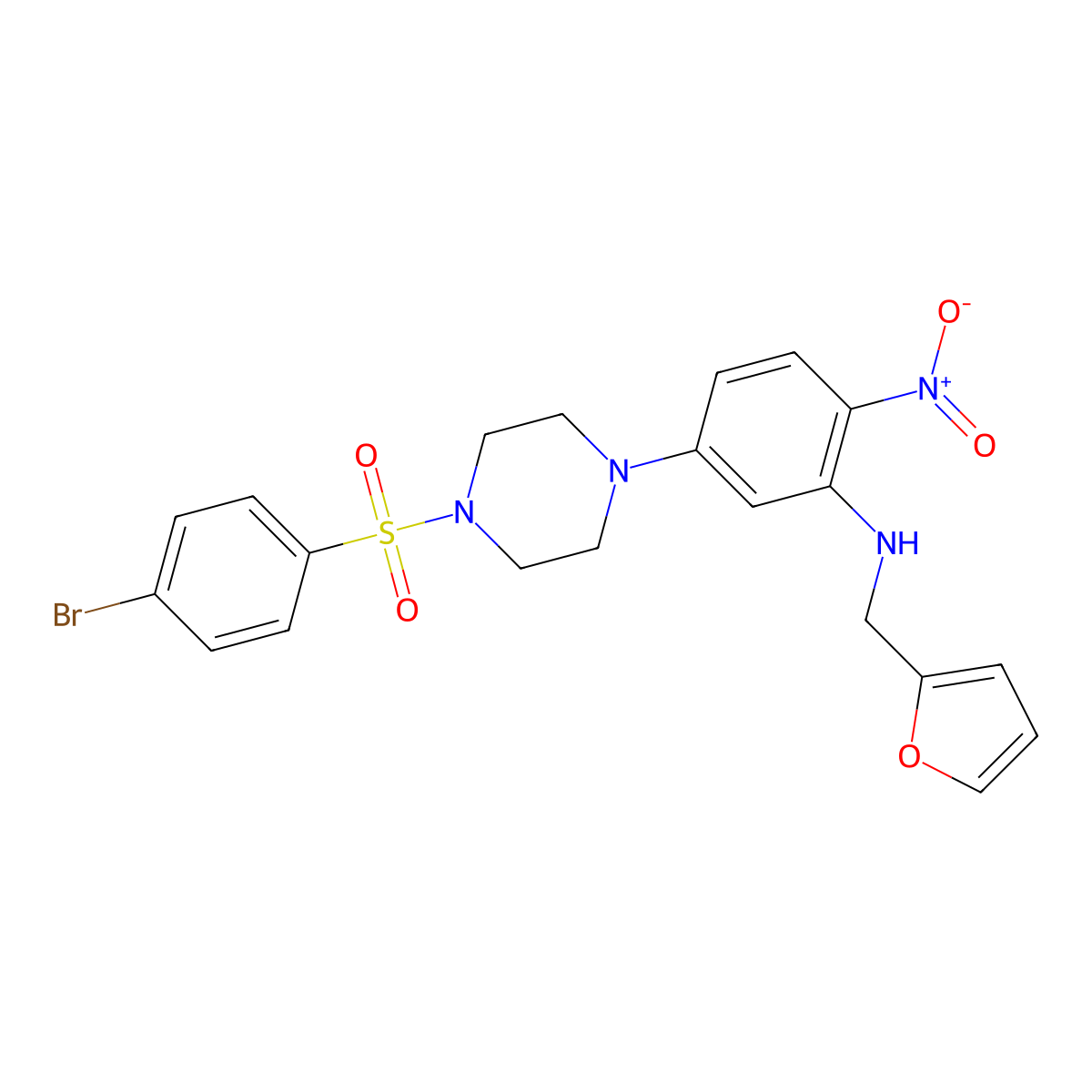 5-[4-(4-bromophenyl)sulfonylpiperazin-1-yl]-N-(furan-2-ylmethyl)-2-nitroaniline molecular structure, CAS 378753-10-7