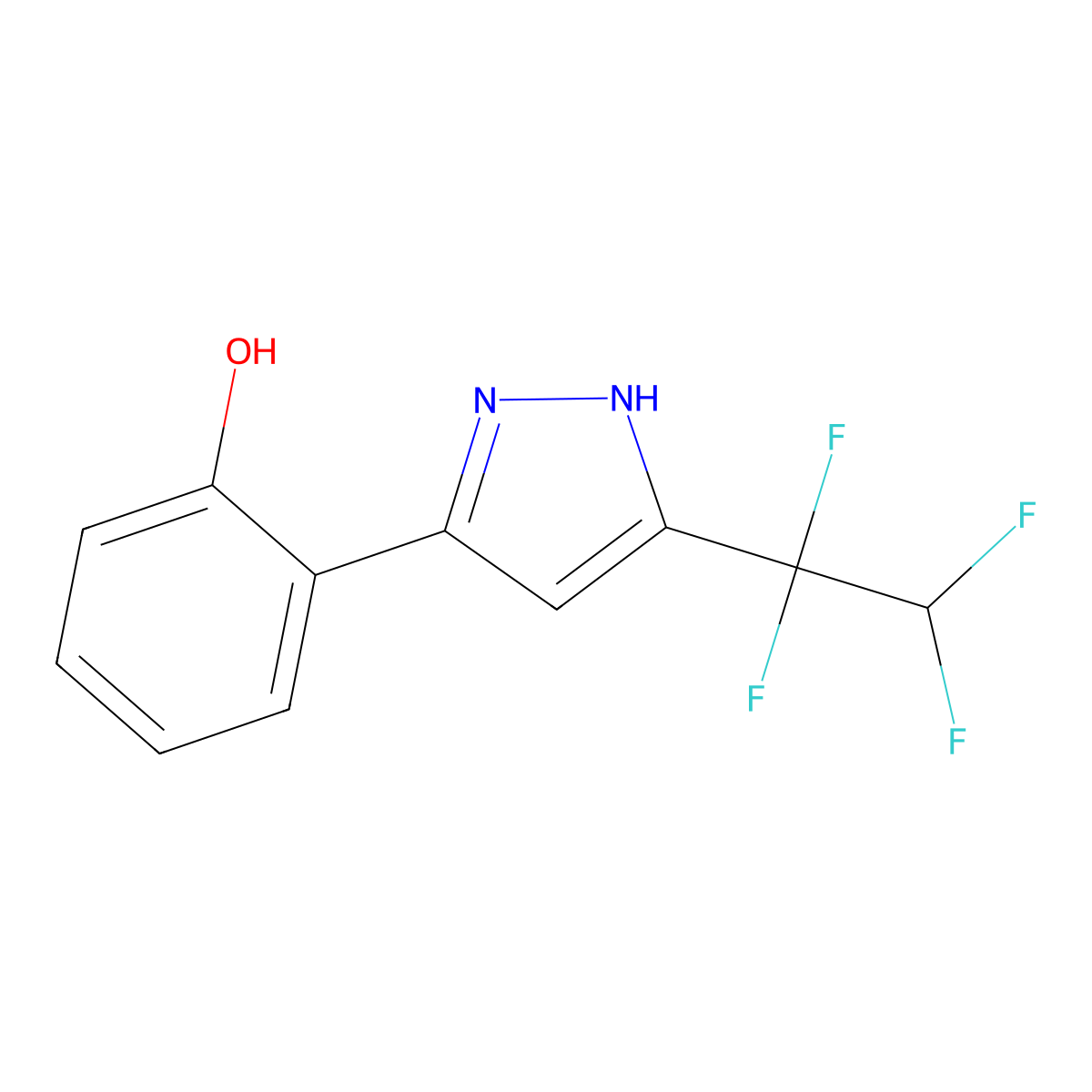 2-[5-(1,1,2,2-tetrafluoroethyl)-1H-pyrazol-3-yl]phenol molecular structure, CAS 378754-97-3
