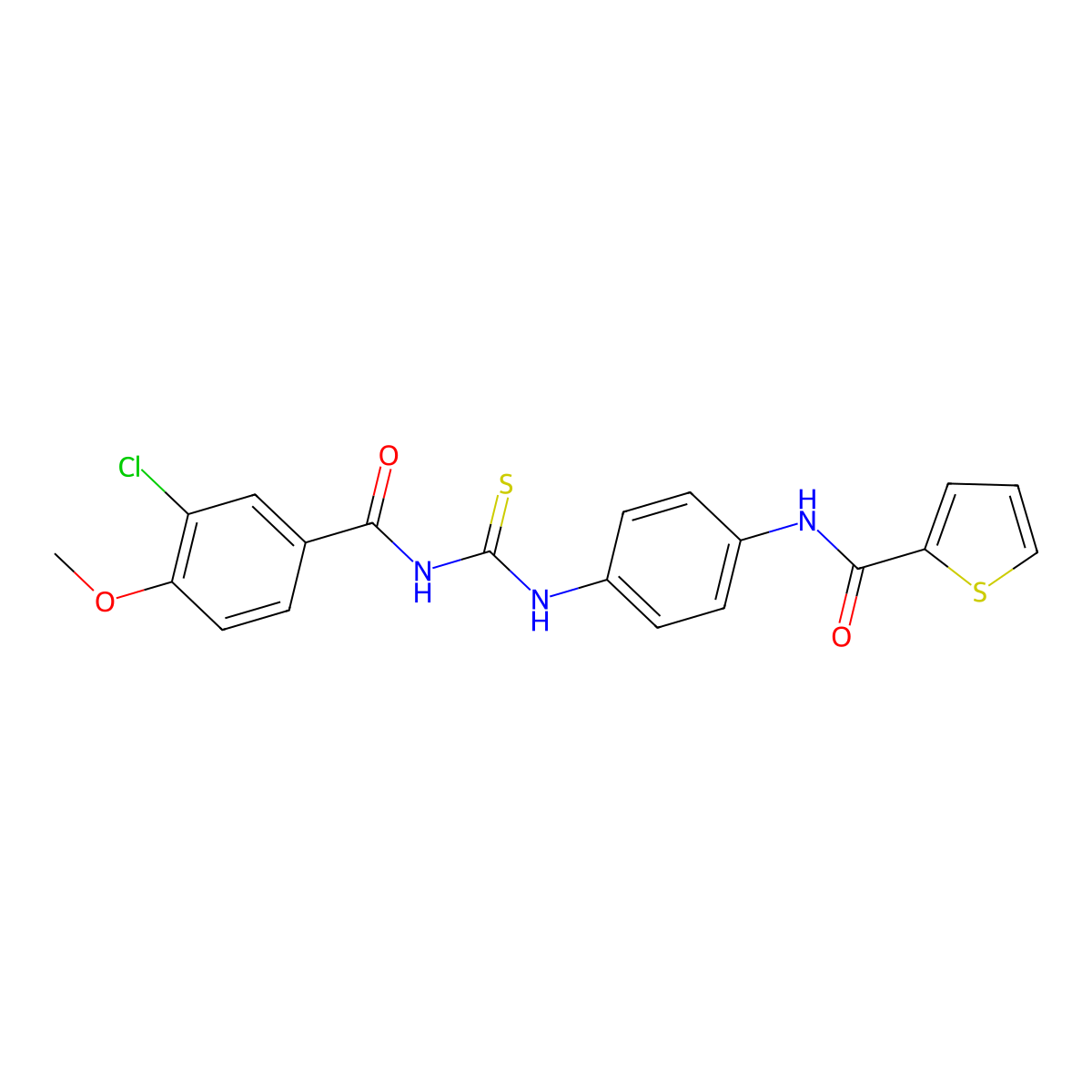 N-[4-[(3-chloro-4-methoxybenzoyl)carbamothioylamino]phenyl]thiophene-2-carboxamide molecular structure, CAS 378755-05-6