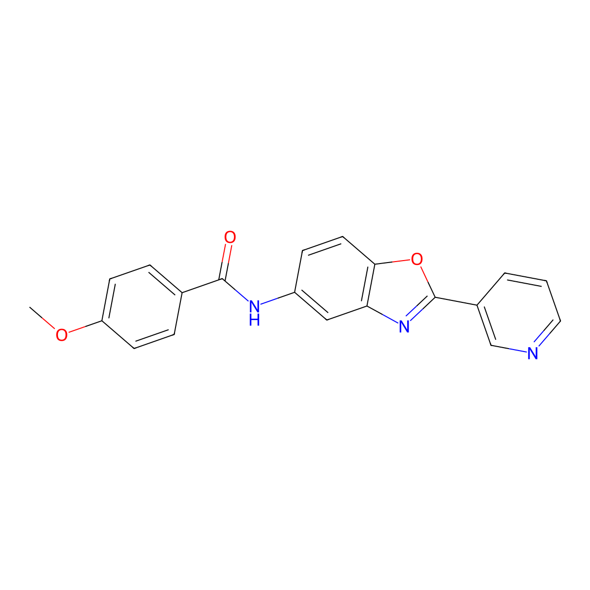 4-methoxy-N-[2-(pyridin-3-yl)-1,3-benzoxazol-5-yl]benzamide molecular structure, CAS 378755-25-0
