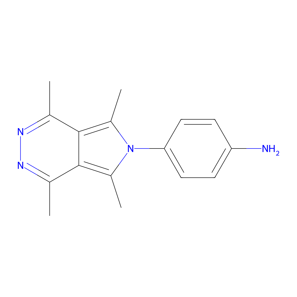 4-(1,4,5,7-Tetramethylpyrrolo[3,4-d]pyridazin-6-yl)aniline molecular structure, CAS 378755-49-8