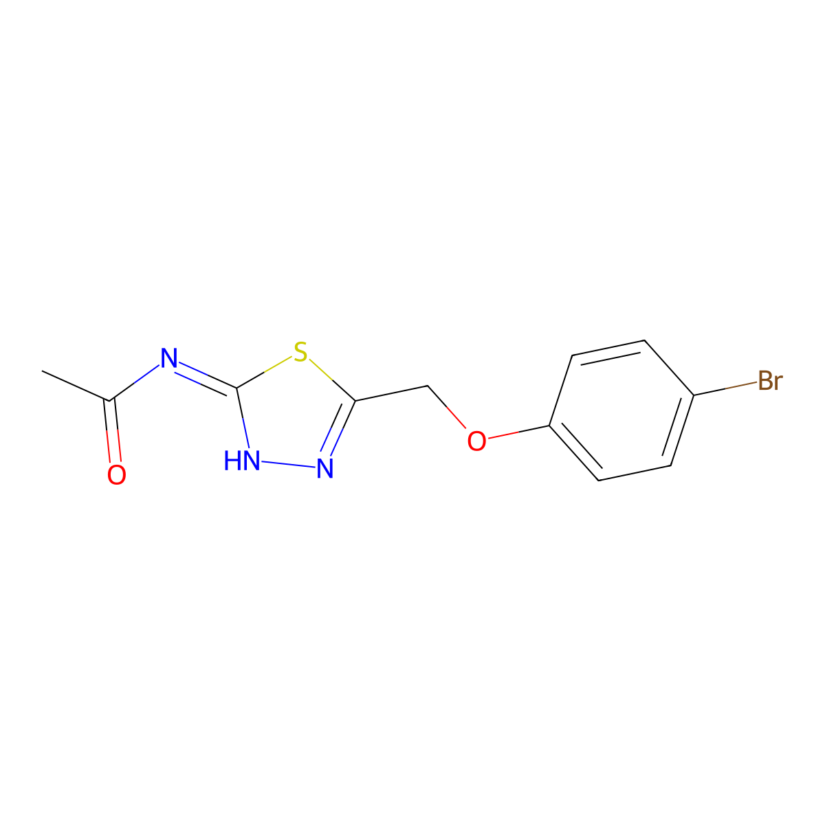 N-[5-[(4-bromophenoxy)methyl]-1,3,4-thiadiazol-2-yl]acetamide molecular structure, CAS 378756-58-2