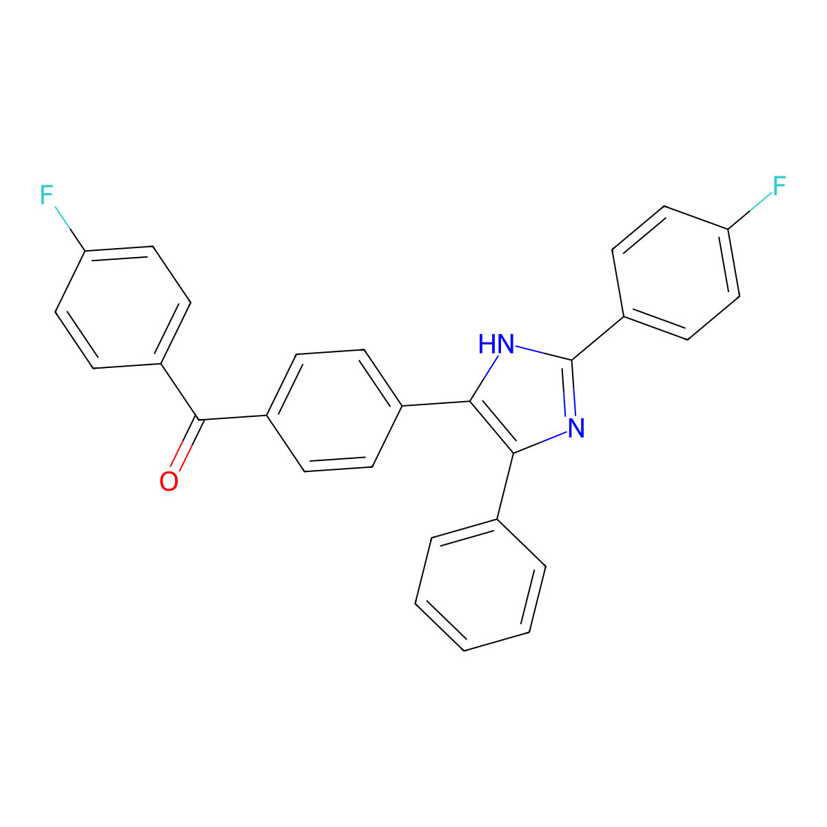 (4-fluorophenyl)-[4-[2-(4-fluorophenyl)-4-phenyl-1H-imidazol-5-yl]phenyl]methanone molecular structure, CAS 378756-67-3
