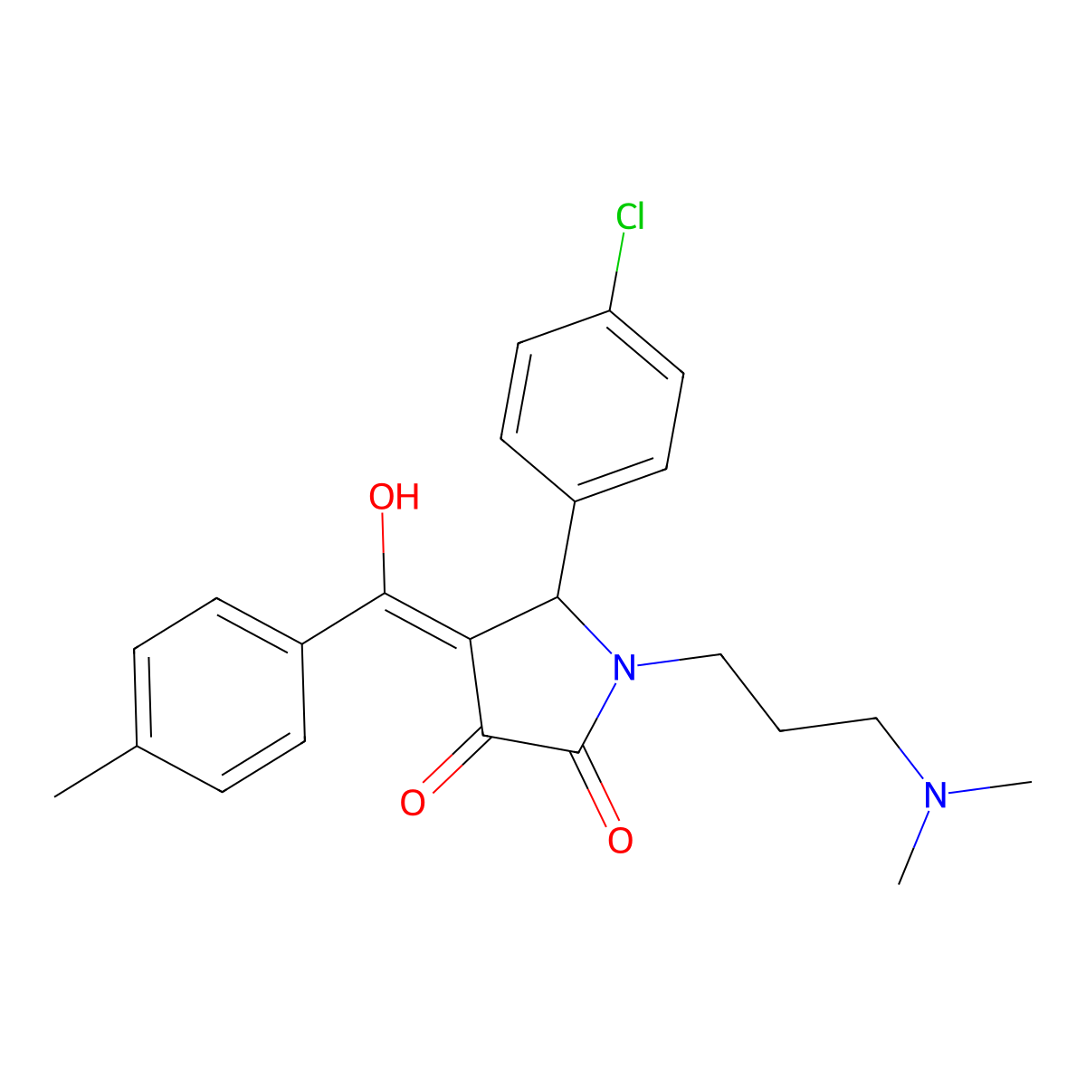 5-(4-chlorophenyl)-1-[3-(dimethylamino)propyl]-3-hydroxy-4-(4-methylbenzoyl)-2,5-dihydro-1H-pyrrol-2-one molecular structure, CAS 378756-77-5