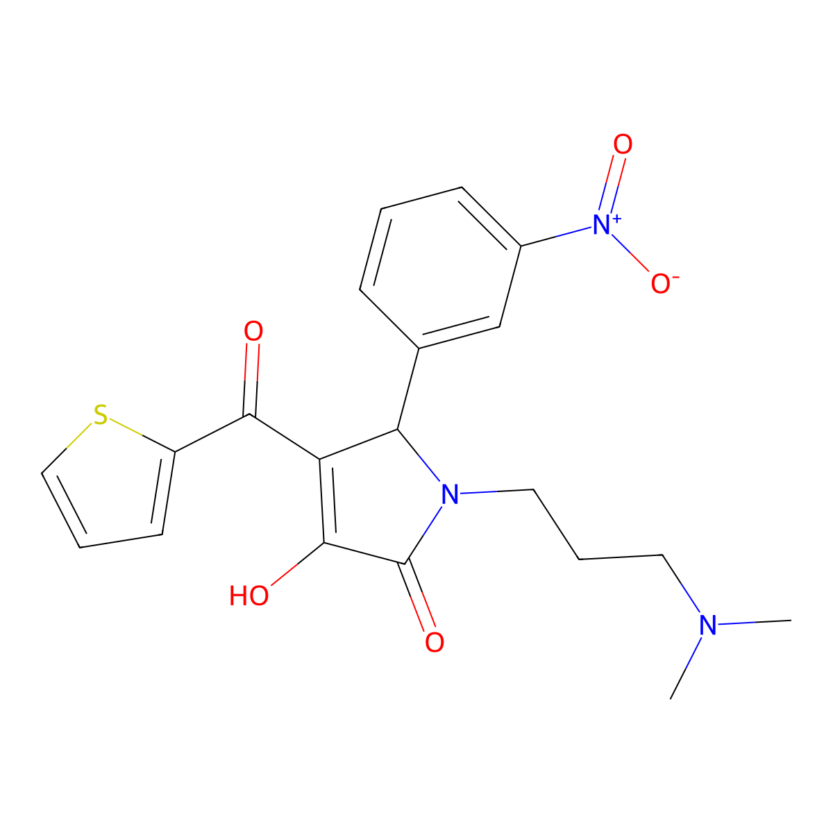 1-[3-(Dimethylamino)propyl]-3-hydroxy-5-(3-nitrophenyl)-4-(2-thienylcarbonyl)-3-pyrrolin-2-one molecular structure, CAS 378756-84-4