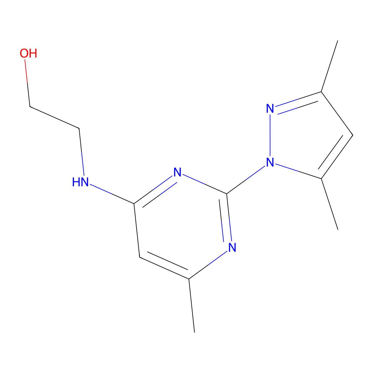 2-[[2-(3,5-Dimethyl-1-pyrazolyl)-6-methyl-4-pyrimidinyl]amino]ethanol molecular structure, CAS 378756-88-8