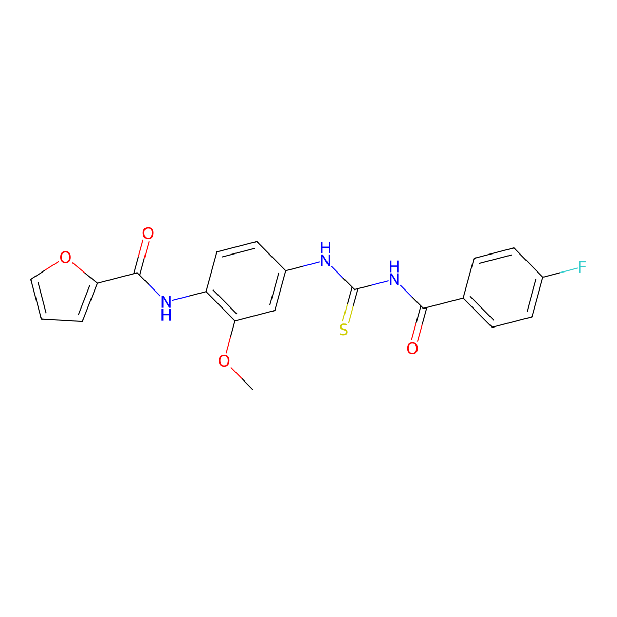 N-[4-[(4-fluorobenzoyl)carbamothioylamino]-2-methoxyphenyl]furan-2-carboxamide molecular structure, CAS 378757-08-5