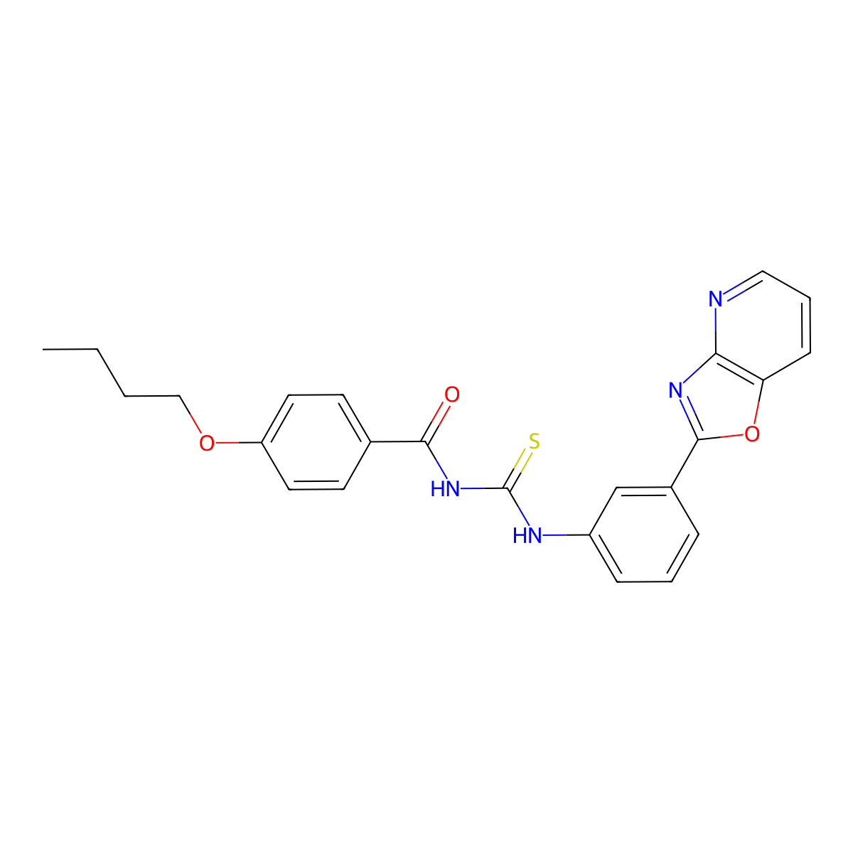 4-butoxy-N-[[3-([1,3]oxazolo[4,5-b]pyridin-2-yl)phenyl]carbamothioyl]benzamide molecular structure, CAS 378757-36-9