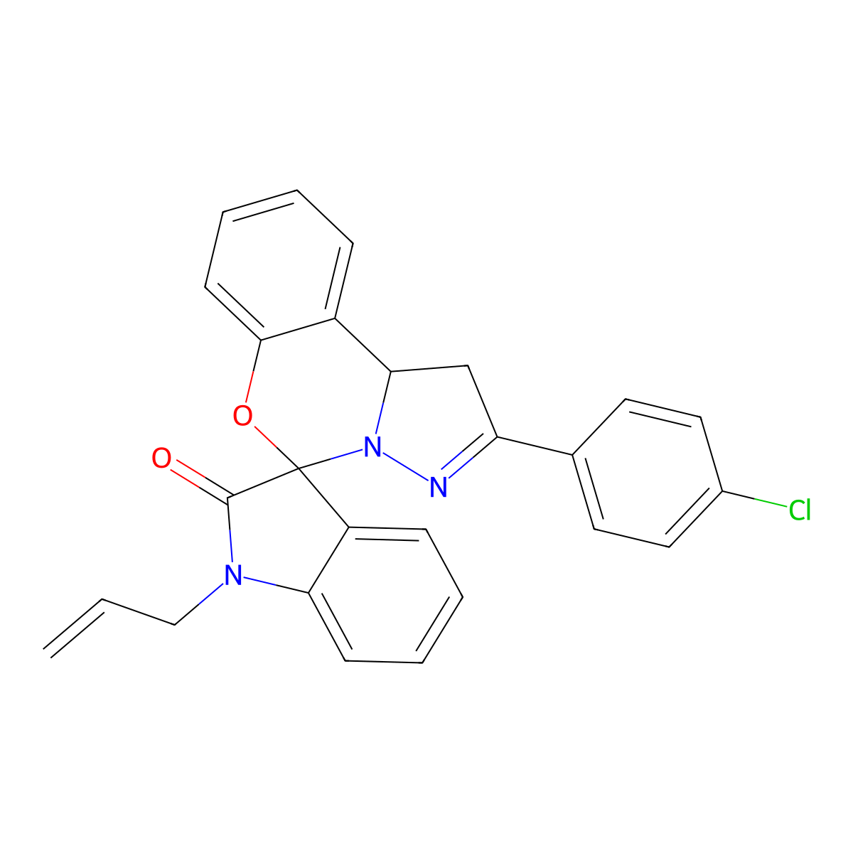 2-(4-Chlorophenyl)-1'-prop-2-enylspiro[1,10b-dihydropyrazolo[1,5-c][1,3]benzoxazine-5,3'-indole]-2'-one molecular structure, CAS 378757-53-0
